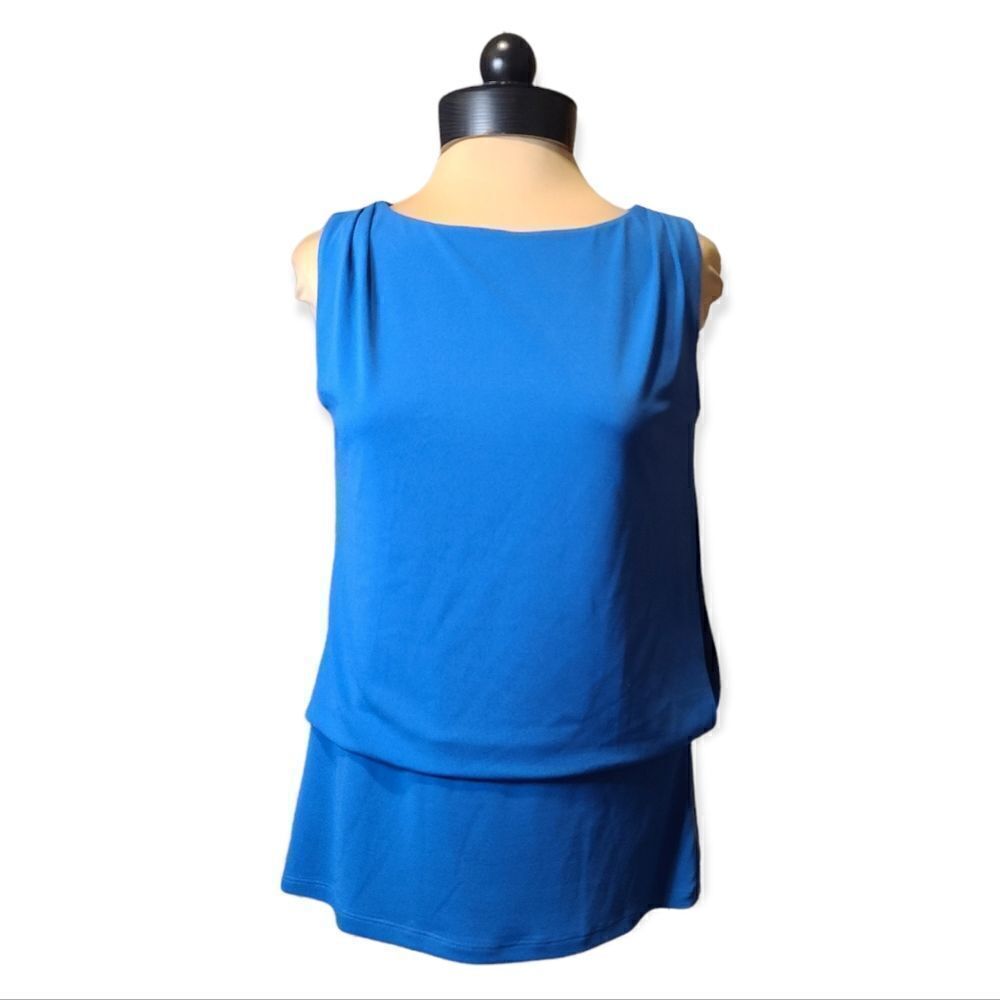 Ann Taylor Blue Side Zipper Blouse Tank Small